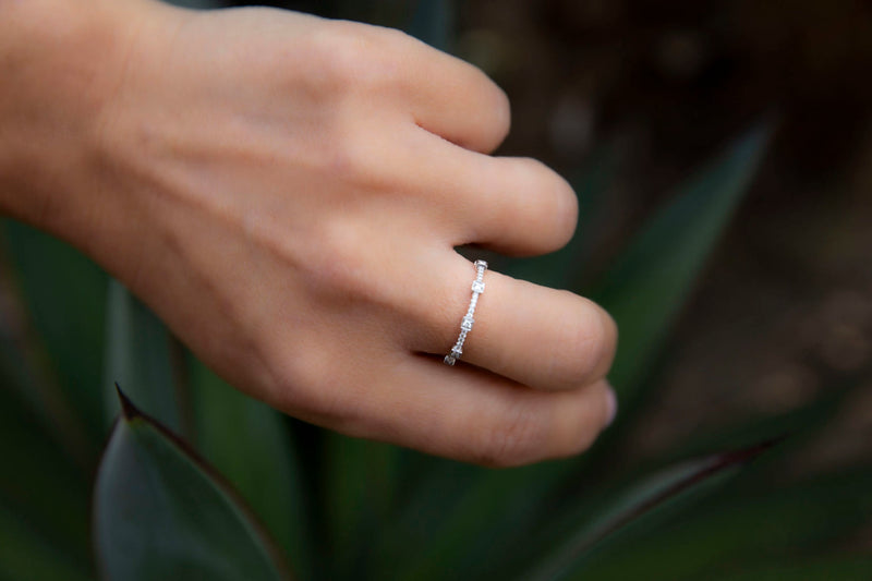 Dainty Square and Round Diamond Ring