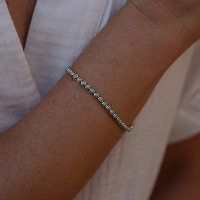 Turquoise bracelet 14k Gold Bezel Set