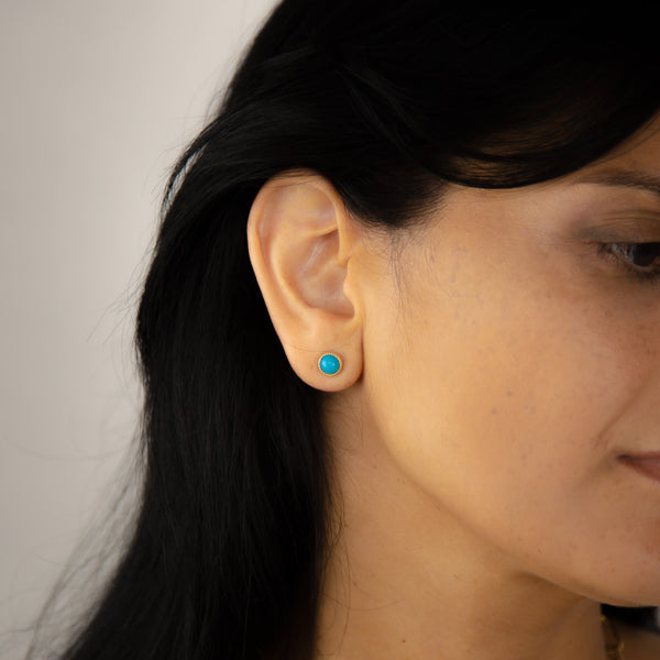 Turquoise Studs 14k Gold