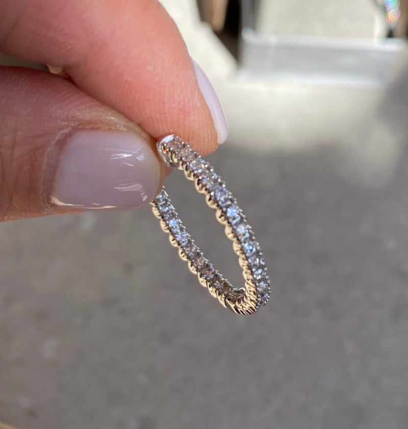 Inside Out Diamond Hoops 1.5 carats 1 inch 14k