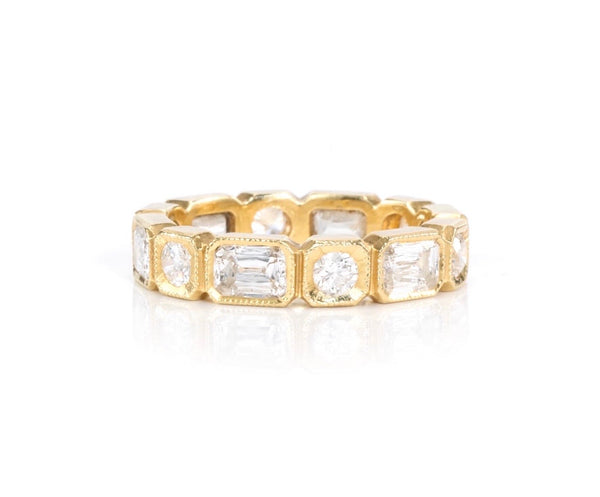Round and Emerald Cut Diamond Eternity Ring
