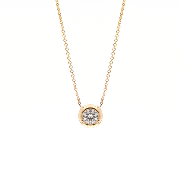.60 Carat Rounded Bezel Solitaire Diamond Necklace