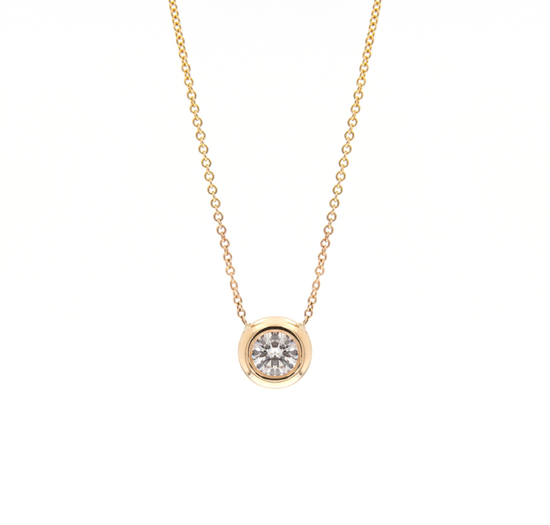 Rounded Bezel Solitaire Diamond Necklace