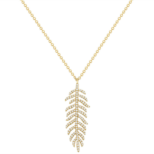 Leaf of Diamonds Pendant 14k gold