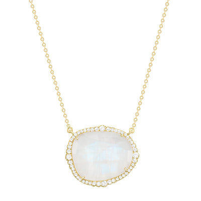 Moonstone with Diamonds Statement Necklace