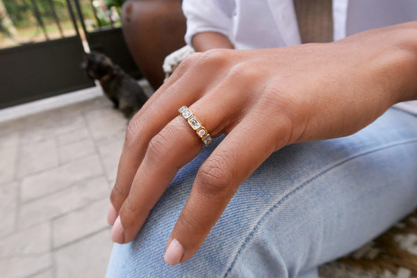 Round and Emerald Cut Diamond Eternity Ring