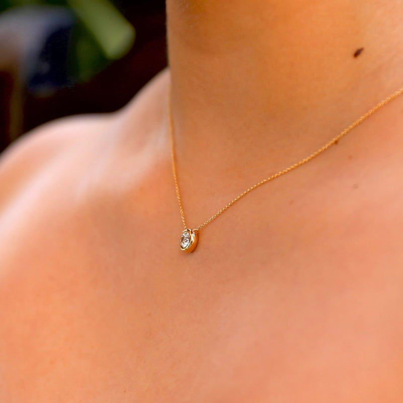 .57 Carat Rounded Bezel Solitaire Diamond Necklace